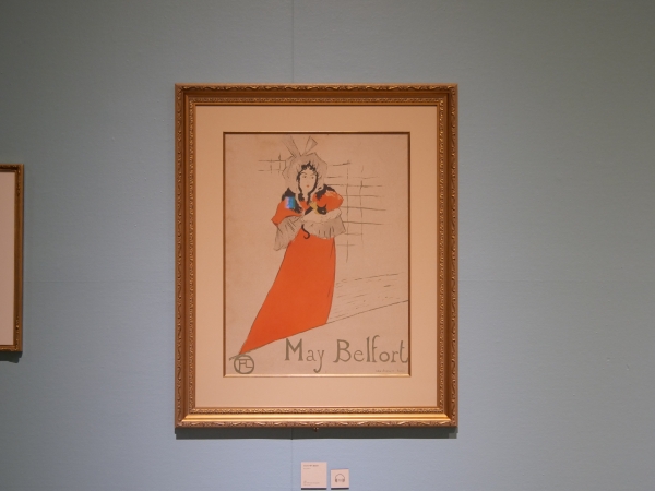 4. 메이 벨포르(1895)무대에 오를 때마다 고양이를 안고 나오던 아일랜드 출신 가수 메이 벨포르를 위한 포스터다. 메이 벨포르는 의도적으로 어린 소녀를 연상하는 모습으로 치장하고 아이의 목소리로 노래했다. 공연을 보고 영감을 얻은 로트렉은 그녀를 위한 포스터 수십 점과 함께 그녀의 동성 연인 메이 밀턴을 그린 포스터를 제작했다.